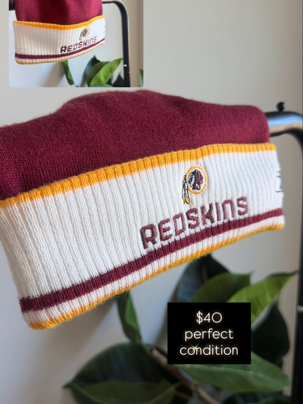 Official Burgundy and White Knit Beanie
